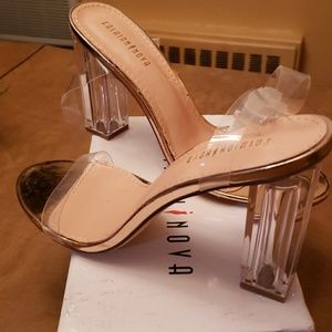 Clear block heel sandal